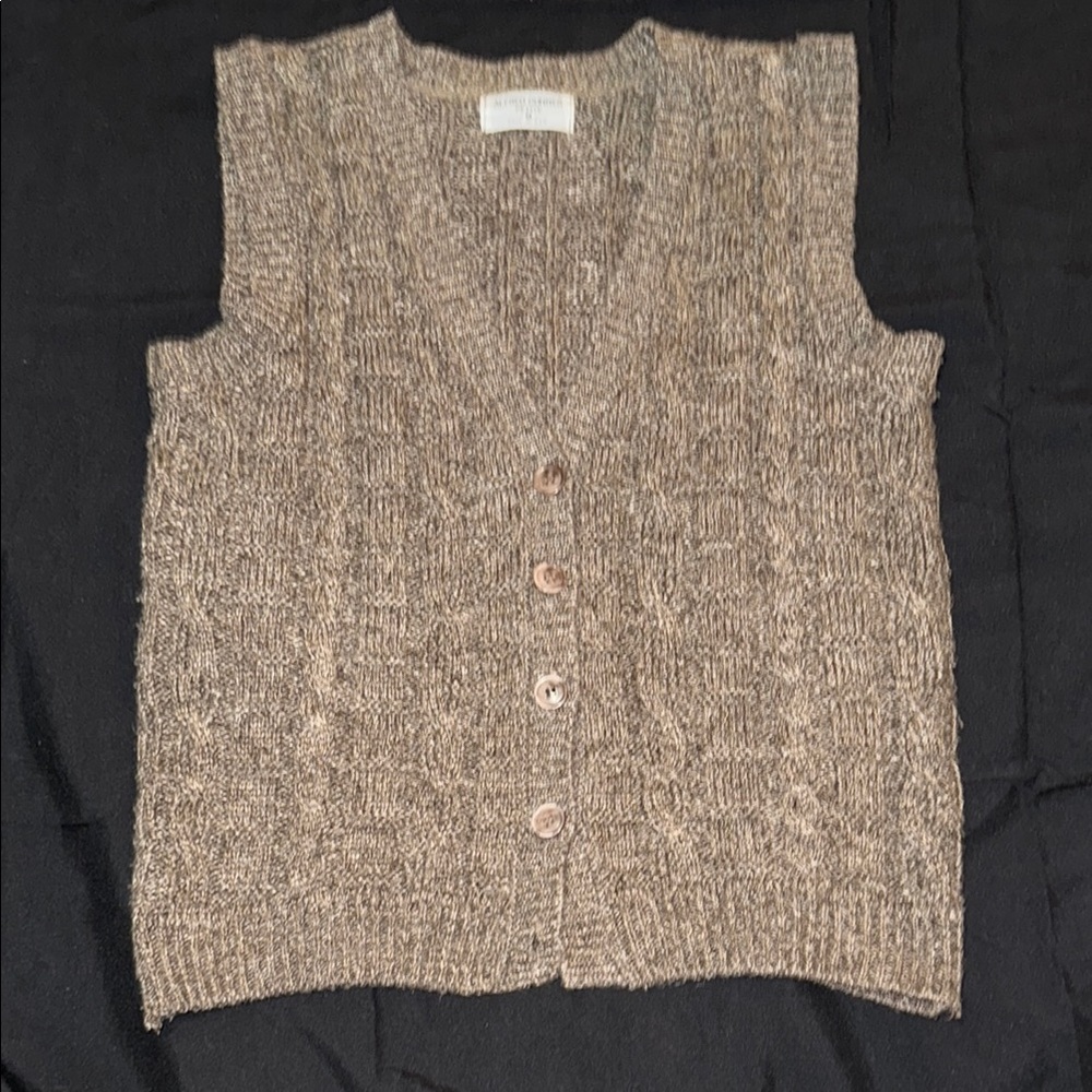 Alfred Dunner Women's Brown Knit Sweater Vest PM